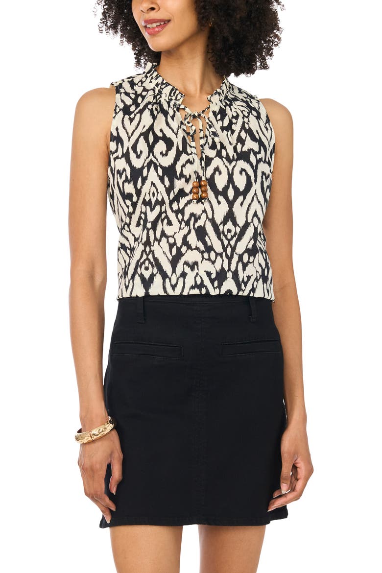 Front Slit Flowy Cotton Shell, Main, color, RICH BLACK