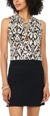 Vince Camuto Front Slit Flowy Cotton Shell