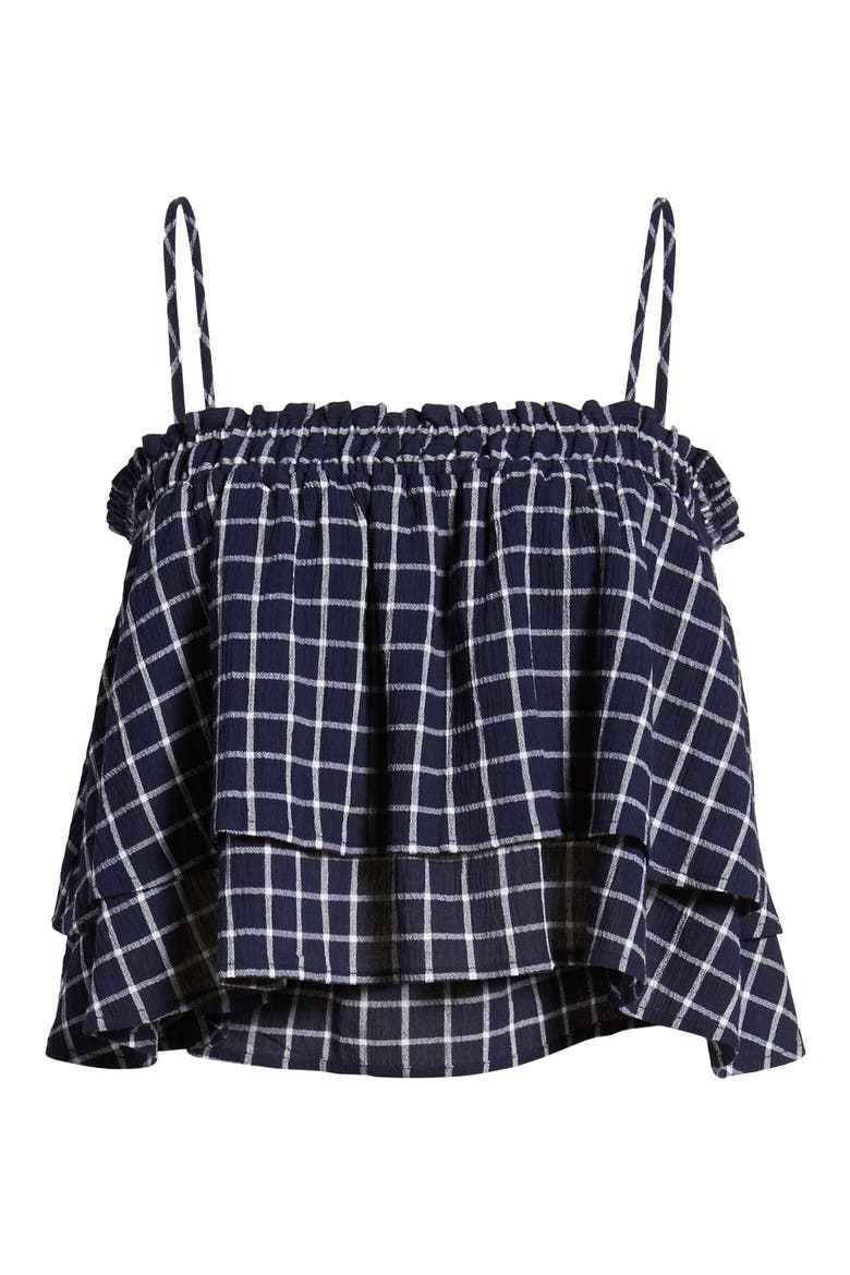 Plaid Tiered Tank, Alternate, color, NAVY PEACOAT TOKYO CHECK