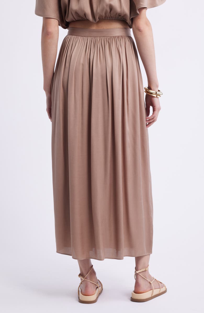 Nordstrom Gathered Midi Skirt, Alternate, color, Tan Portabella