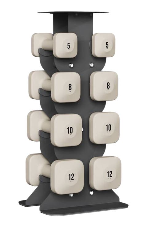 SafeGrip Dumbbells Middle Set with Dark Rack - 5, 8, 10, 12 lbs