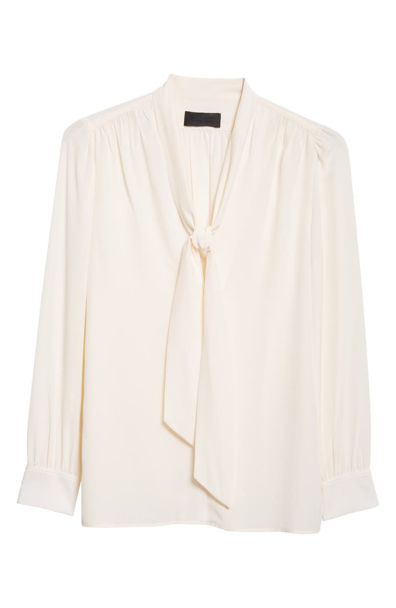 Nili Lotan Colt Tie Neck SilkTop, Alternate, color, Ivory