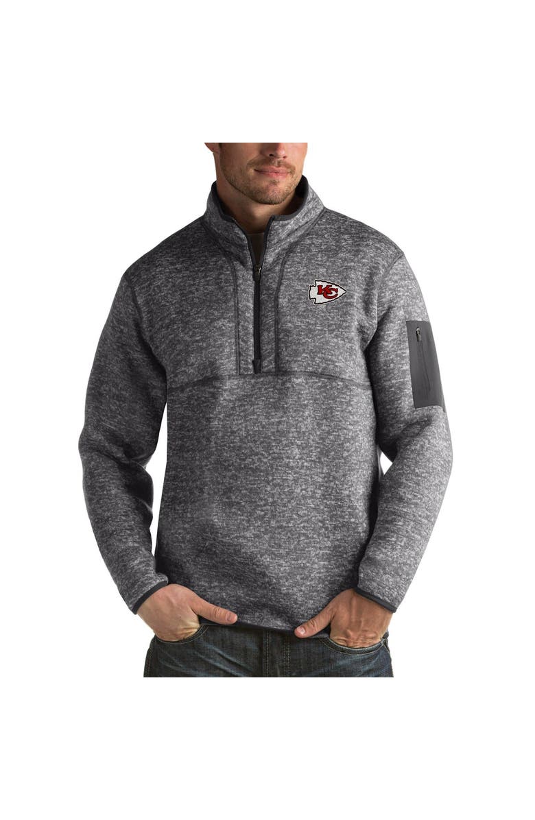 ANTIGUA Men's Antigua Charcoal Kansas City Chiefs Fortune Big & Tall Quarter-Zip Pullover Jacket, Main, color, Charcoal