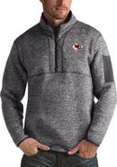 ANTIGUA Men's Antigua Charcoal Kansas City Chiefs Fortune Big & Tall Quarter-Zip Pullover Jacket