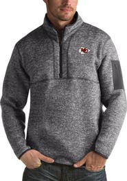 ANTIGUA Men's Antigua Charcoal Kansas City Chiefs Fortune Big & Tall Quarter-Zip Pullover Jacket