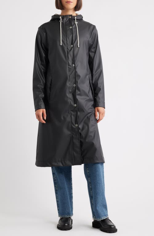 Ilse Jacobsen Hooded Longline Coated Raincoat in Black Beauty  product