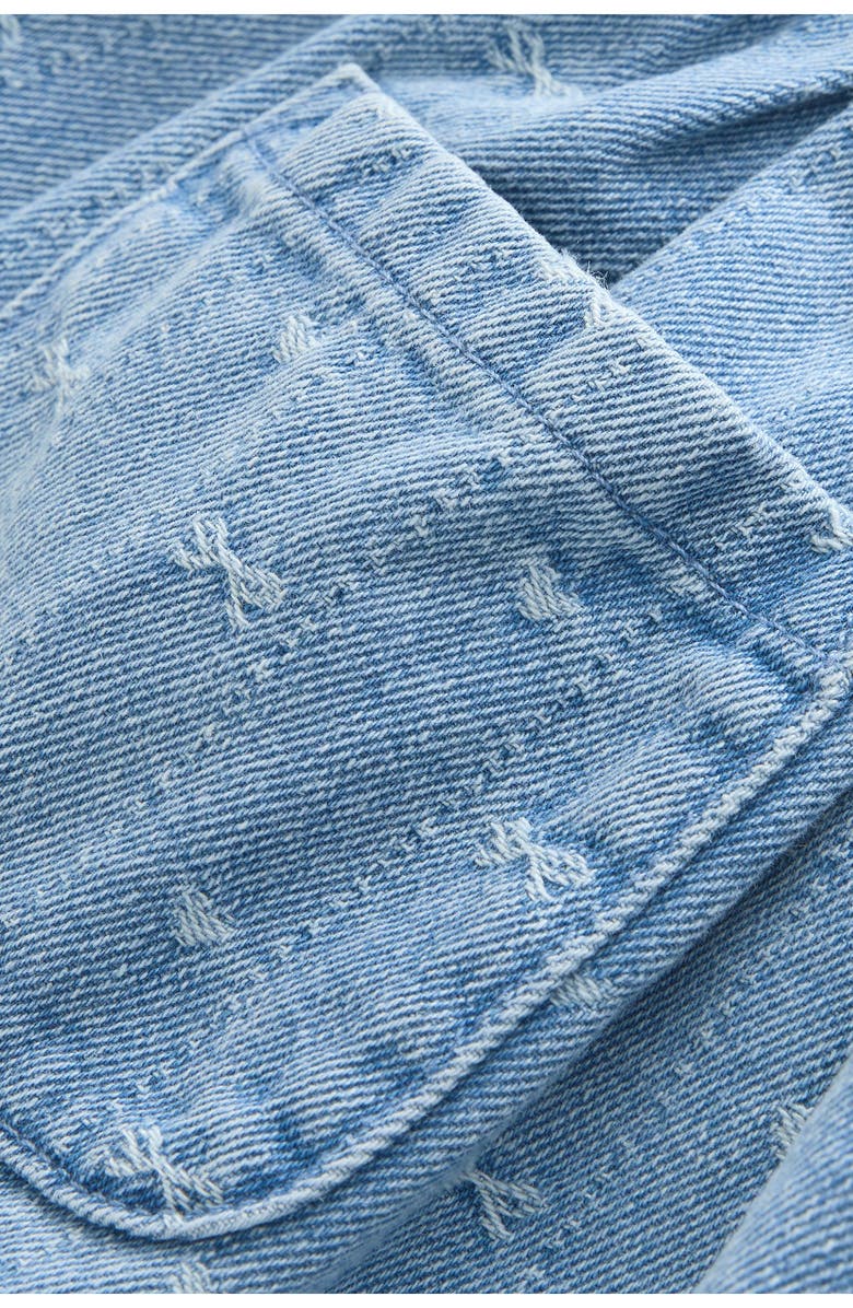 NEXT Kids' Bow Jacquard Denim Dress, Alternate, color, Blue