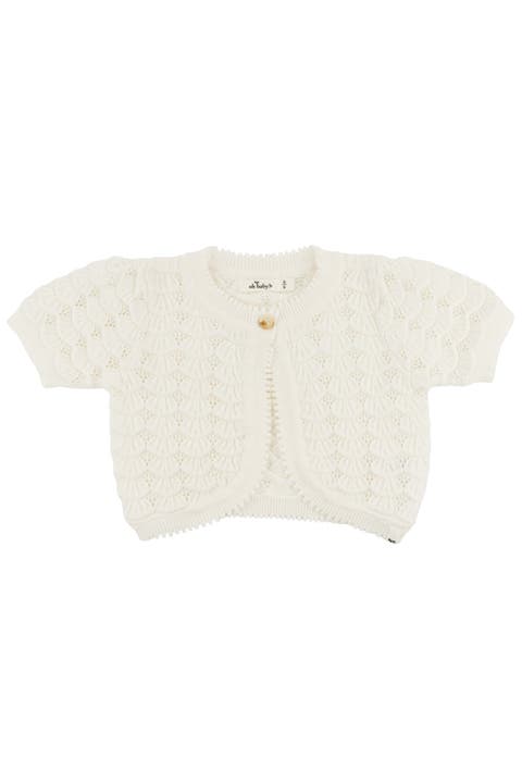 Shell Stitch Juliet Pointelle Short Sleeve Cardigan