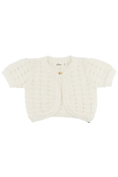 Oh Baby ! Shell Stitch Juliet Pointelle Short Sleeve Cardigan