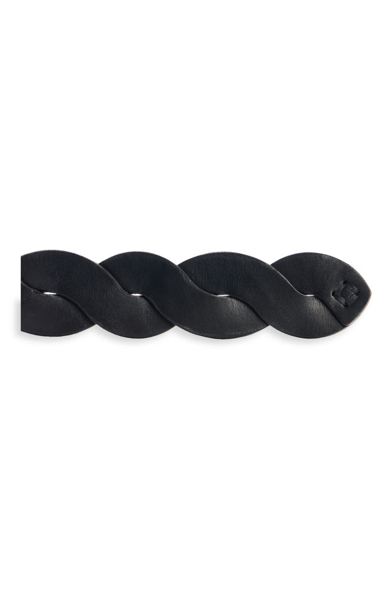 Zigza Woven Leather Belt, Alternate, color, BLACK/ SILVER BKSI