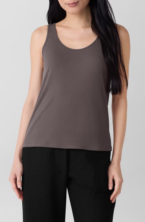 Slim Fit Scoop Neck Silk Tank