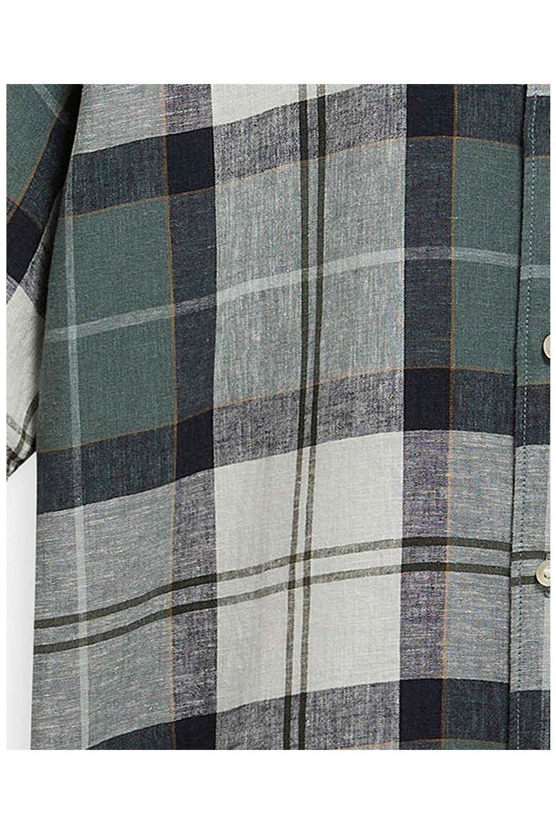 Croft Short Sleeve Linen Blend Shirt, Alternate, color, MEADOW BROOK TARTAN