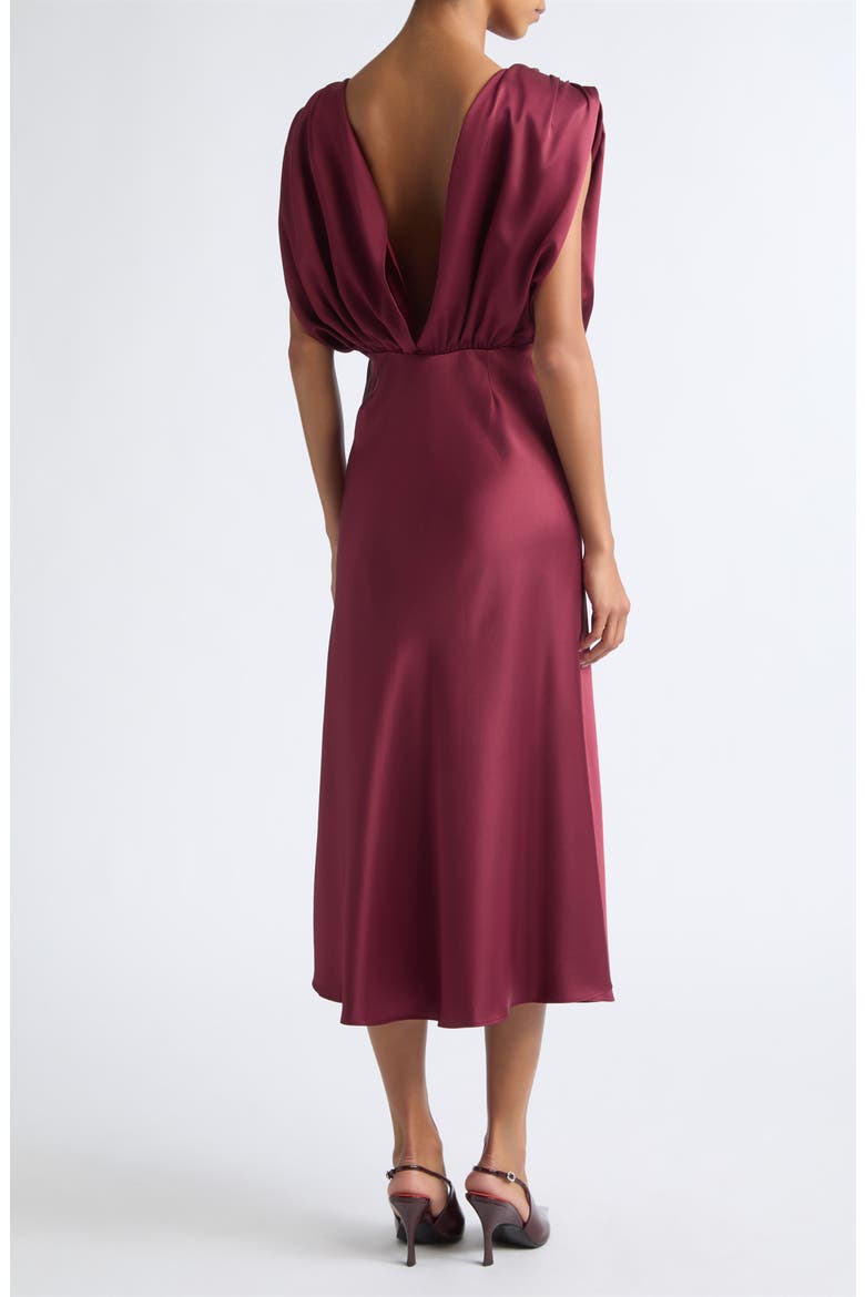 Flora Silky Satin Dress, Alternate, color, WINE