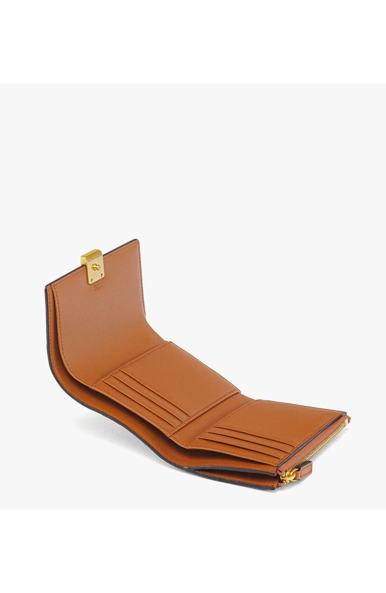 MCM Aren Trifold Wallet in Visetos, Alternate, color, Cognac