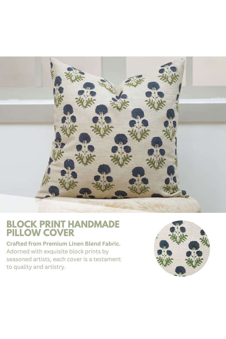 Rishi Handcrafted Boho Farmhouse Pillow Cover, Alternate, color, Blue
