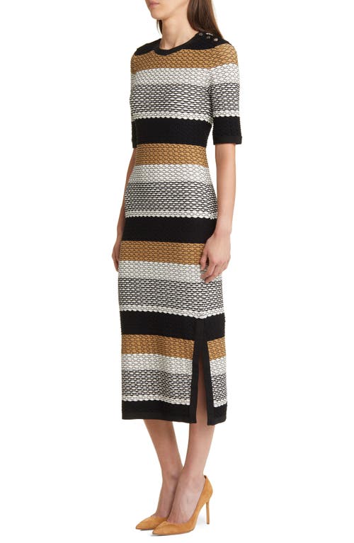 Hugo Boss Structured-stripe Dress In Stretch-cotton Jersey