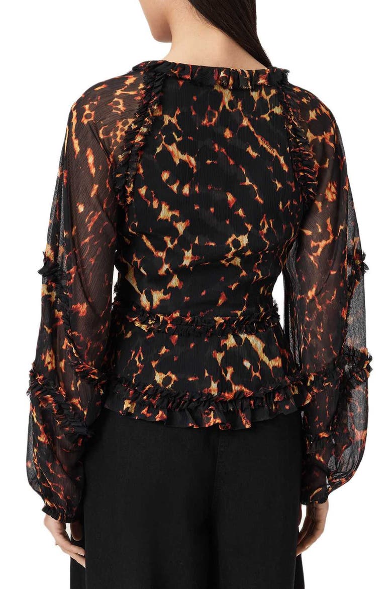 Silvie Print Ruffle Top, Alternate, color, PARDUS FLAME BROWN