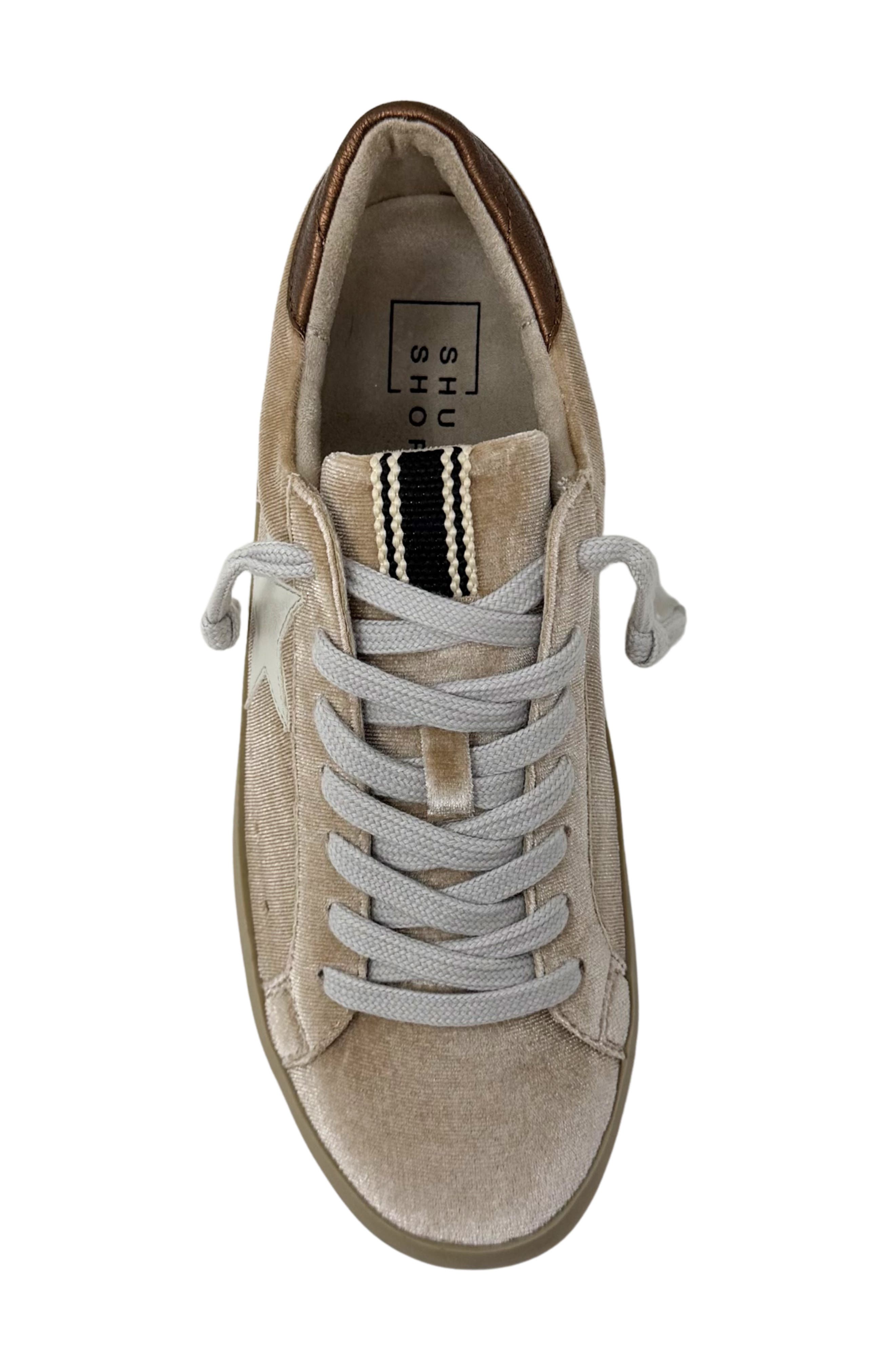 Paula Low Top Sneaker, Alternate, color, TAUPE VELVET
