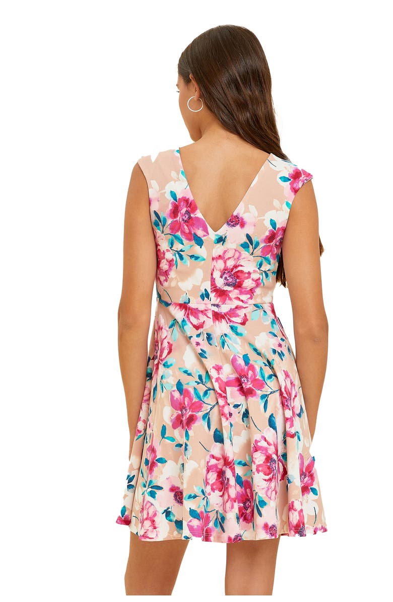 Un Deux Trois Textured Metallic Cap Sleeve Dress, Alternate, color, Rose