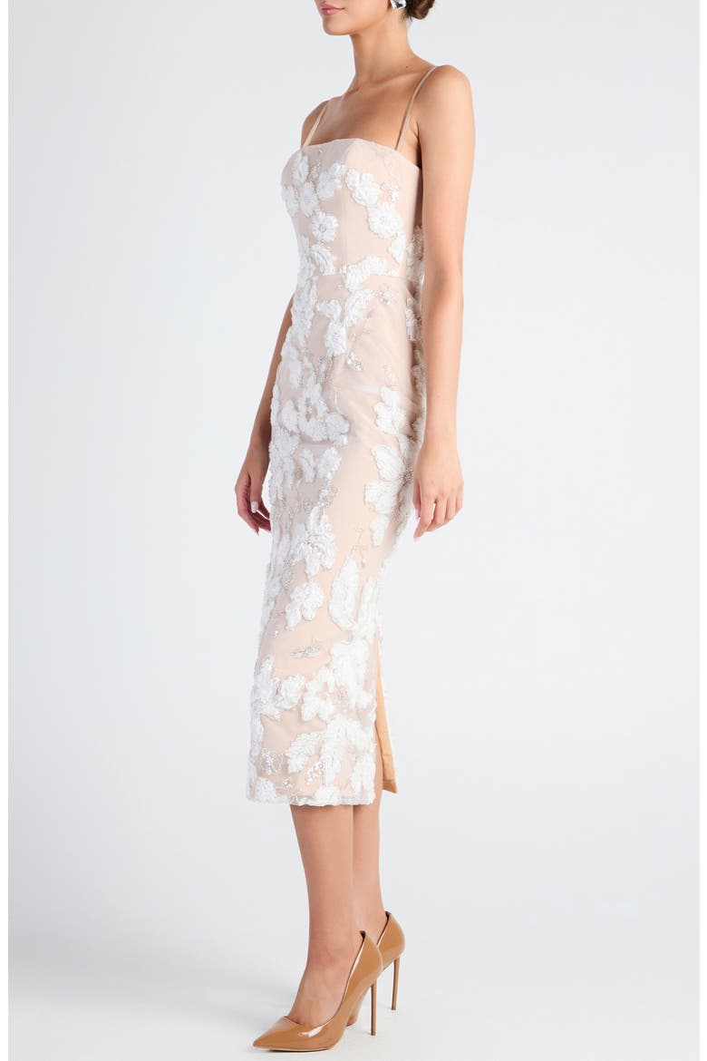 Gemma Beaded Floral Cocktail Dress, Alternate, color, OFF WHITE