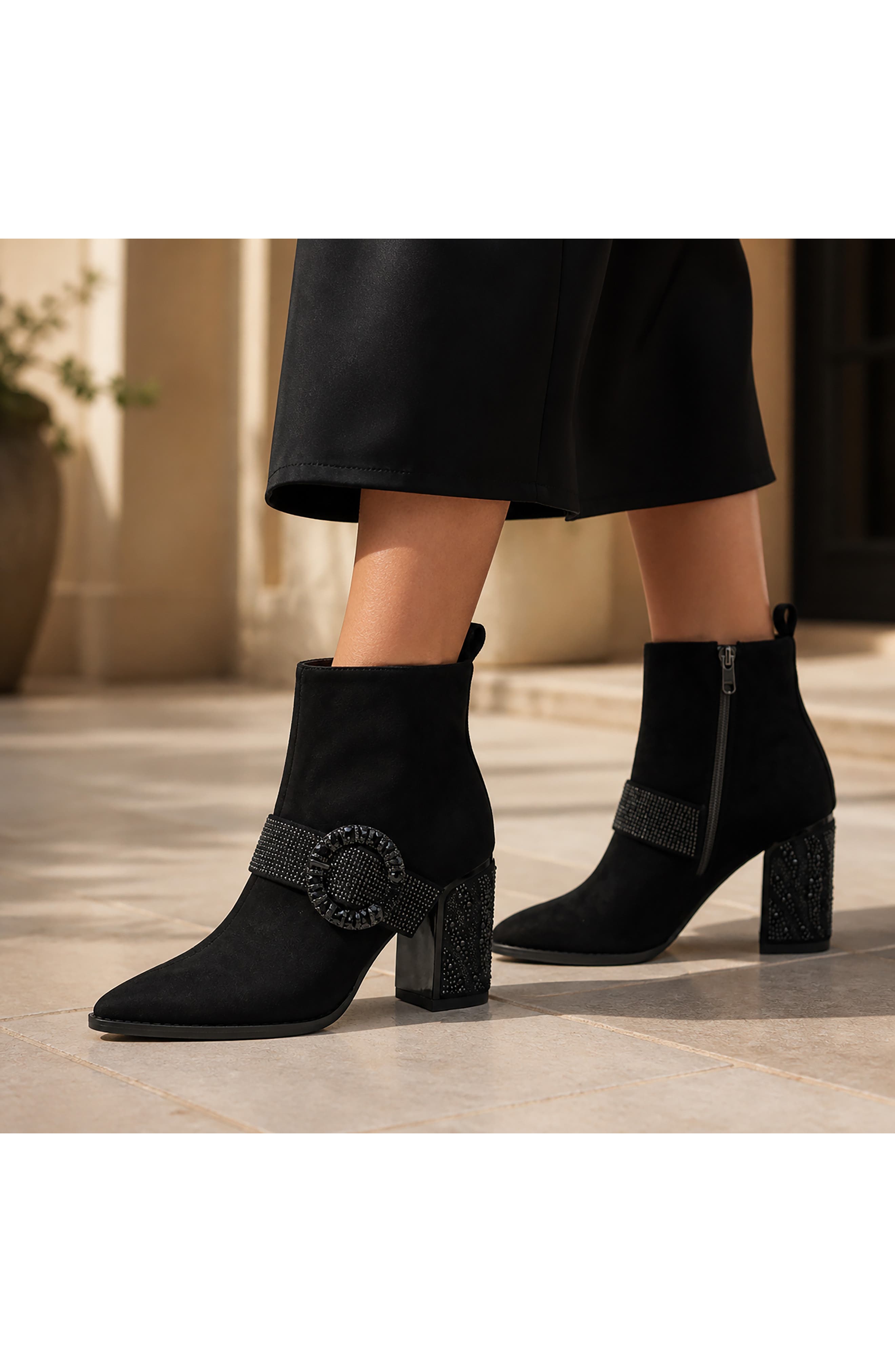 Addison Pointed Toe Ankle Boot, Alternate, color, BLACK