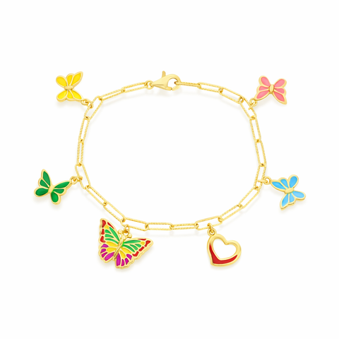 Heart & Butterfly Charm Bracelet