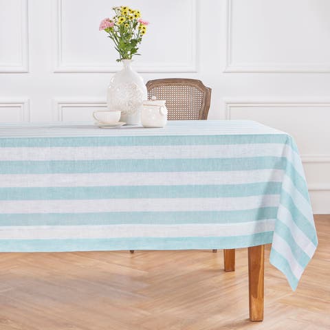 Linen Tablecloth for Spring and Easter - Cabana Stripe, 60 x 156