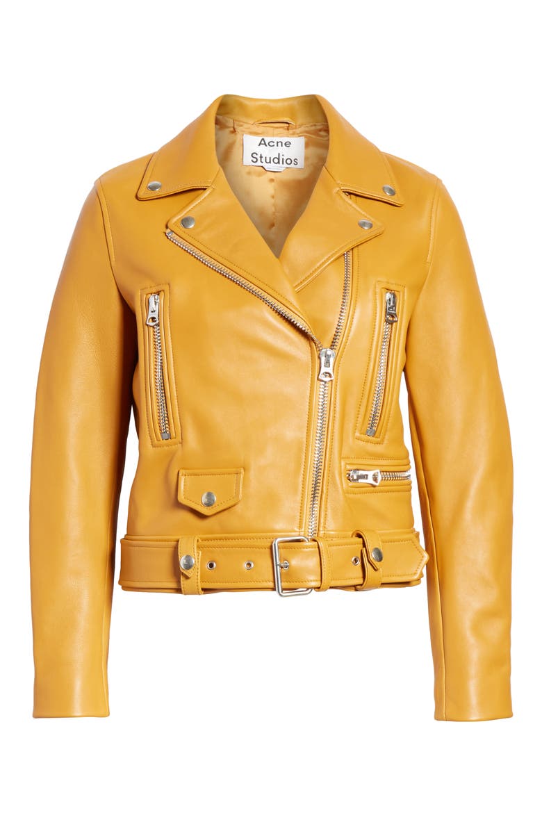 Mock Core Leather Moto Jacket, Alternate, color, SUNFLOWER YELLOW