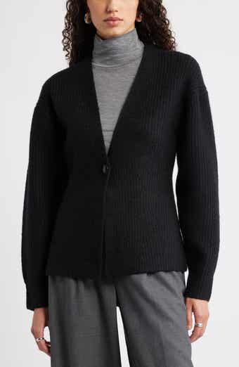Nordstrom One-Button V-Neck Rib Cardigan