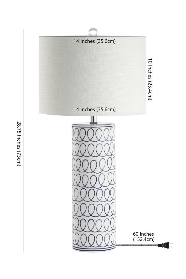 Loop 28.75" Ceramic Modern Column LED Table Lamp, Blue/White, Alternate, color, White/Blue