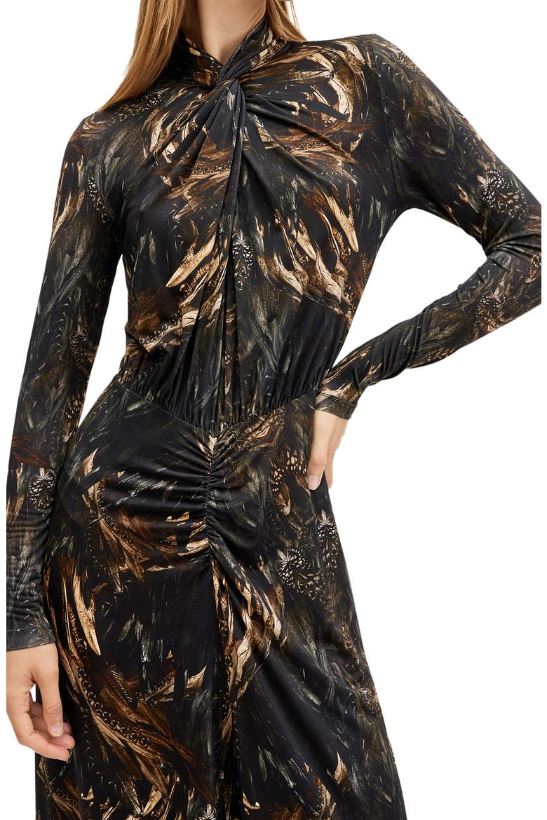 Mina Printed Long Sleeve Slim Fit Maxi Dress, Alternate, color, CHARM BLACK