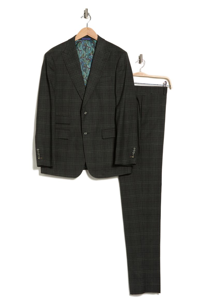 Trim Fit Plaid Two-Piece Suit, Alternate, color, GREEN