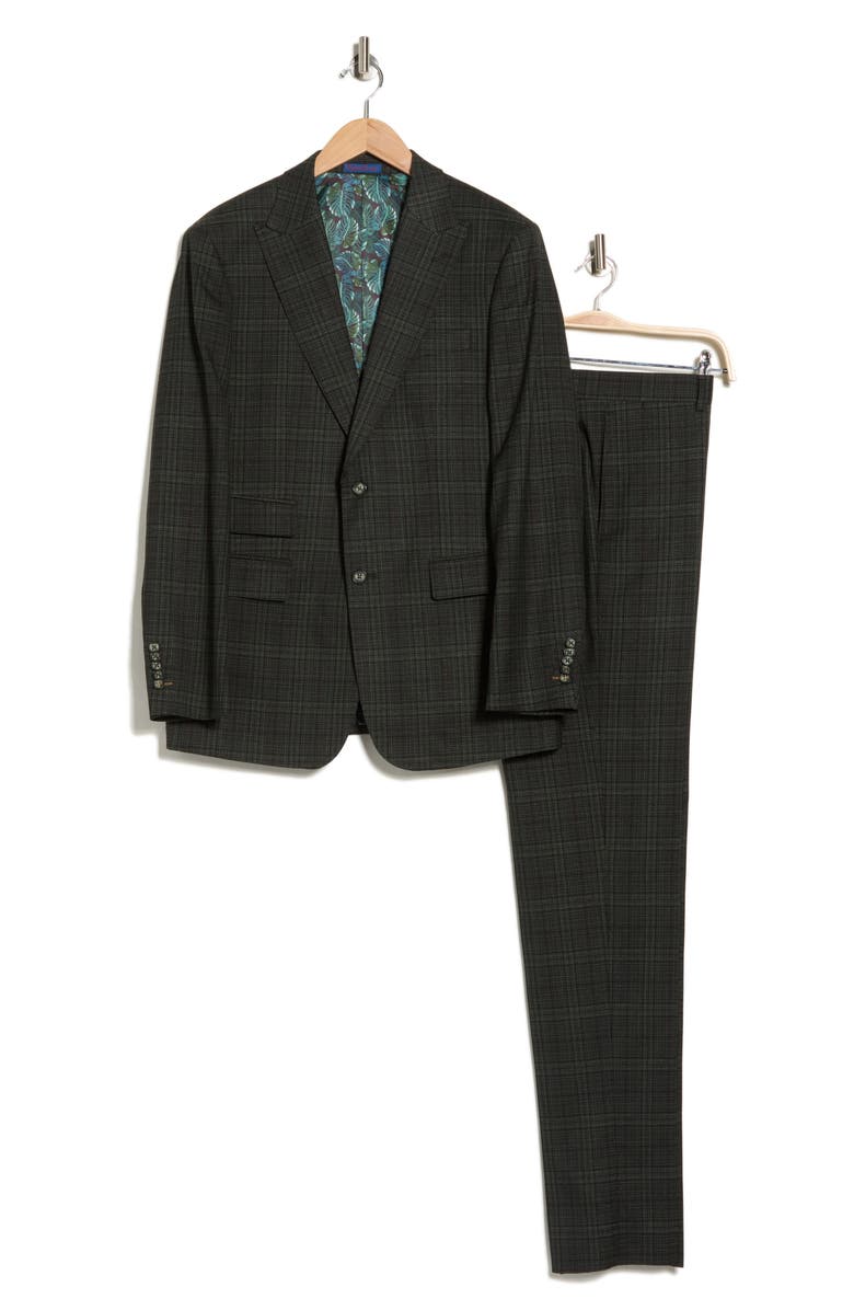 English Laundry Trim Fit Plaid Two-Piece Suit, Alternate, color, Green