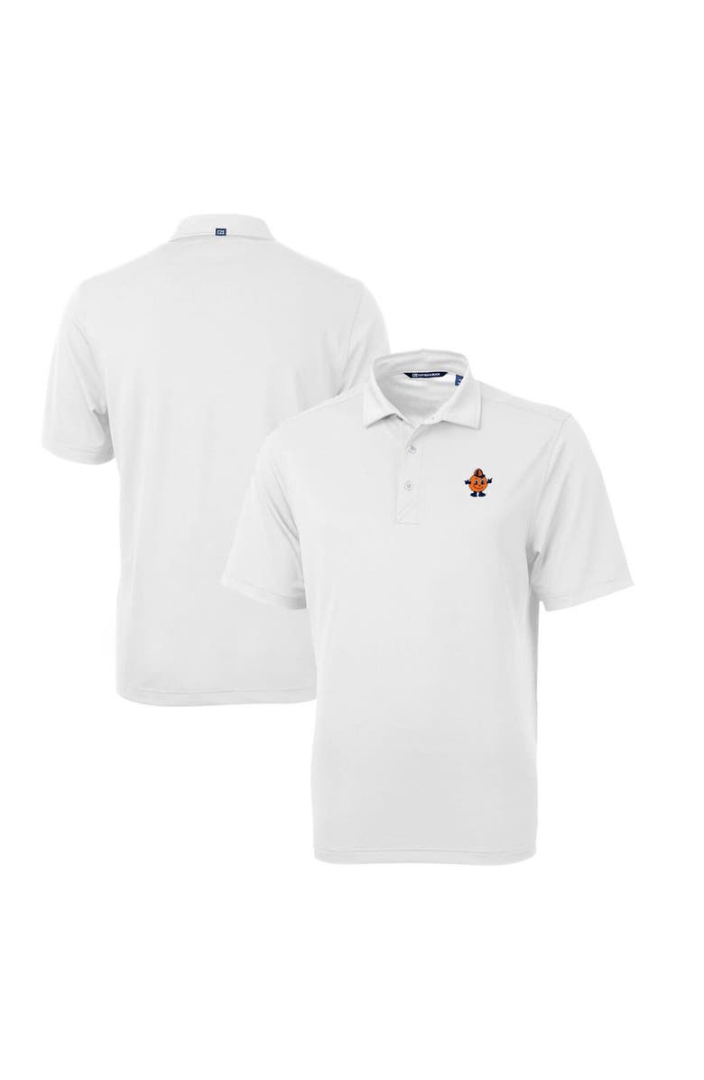 Cutter & Buck Men's Cutter & Buck White Syracuse Orange Big & Tall Virtue Eco Pique Recycled DryTec Polo, Main, color, 