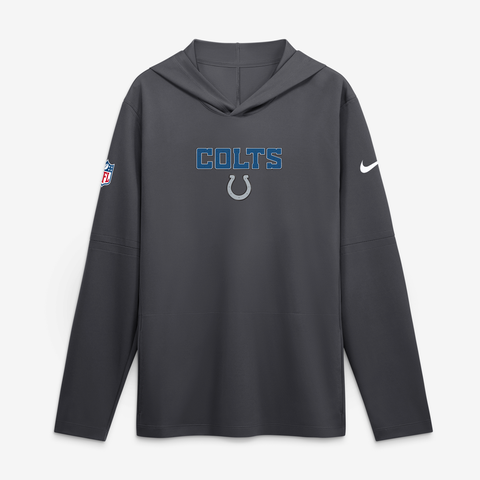 Men's Nike Anthracite Indianapolis Colts 2026 Rivalries Collection Sideline Lightweight Hooded Long Sleeve Top