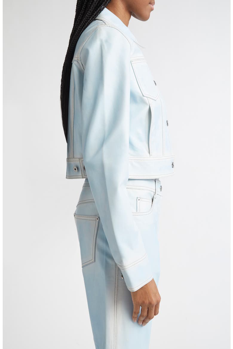 Calliope Leather Trucker Jacket, Alternate, color, BLUE LAGOON