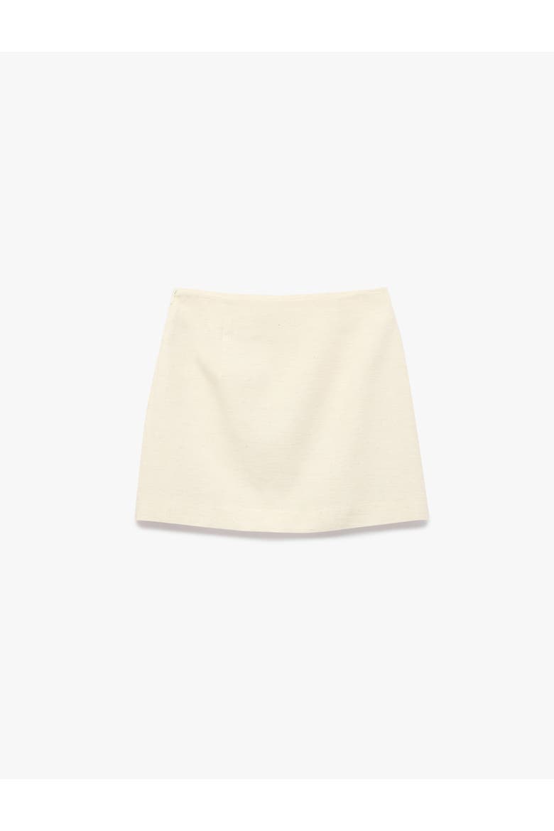 Linen Blend A-Line Mini Skirt, Alternate, color, BEIGE