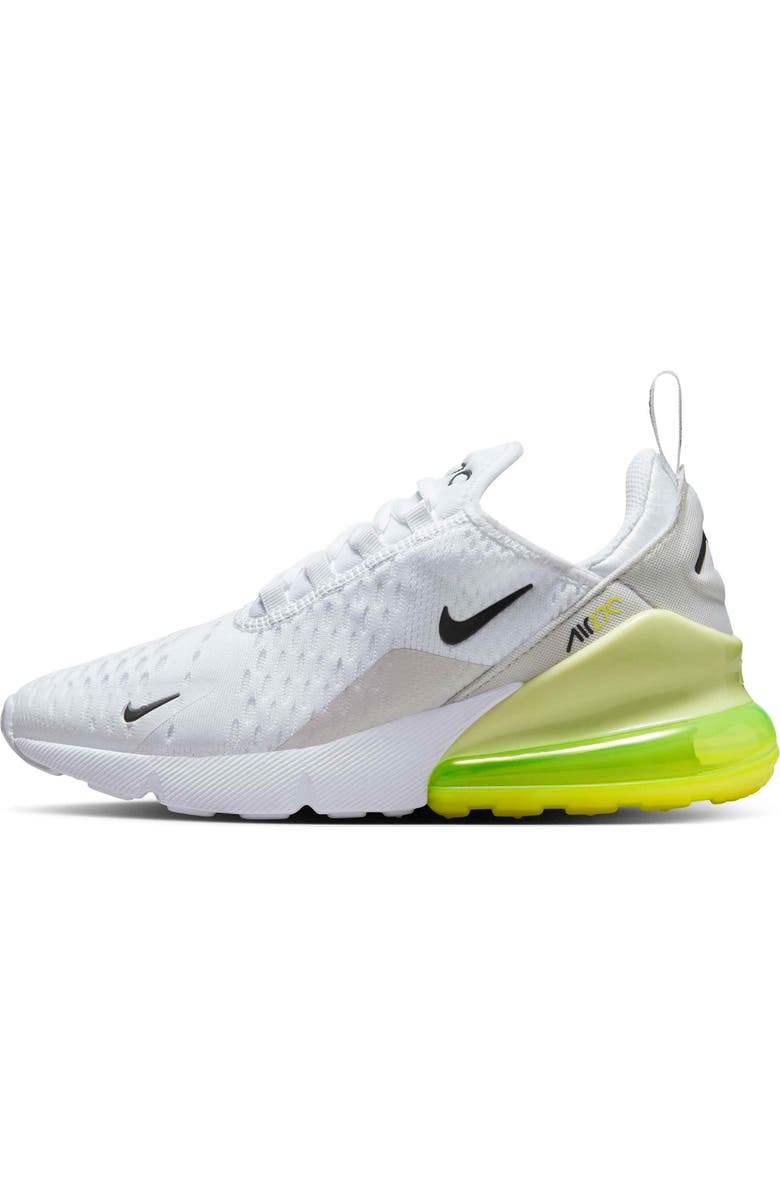 Nike Kids' Air Max 270 Sneaker, Alternate, color, White/ Limelight/ Vast Grey