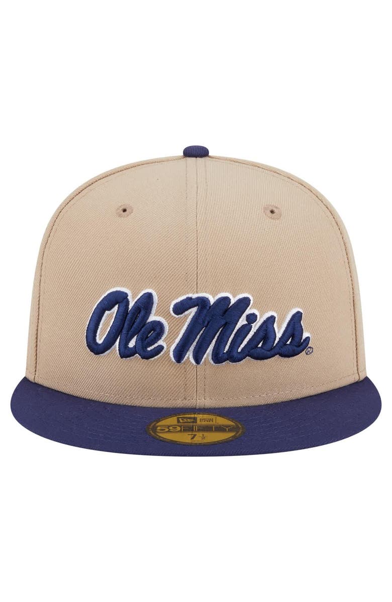 New Era Men
s New Era  Khaki Ole Miss Rebels Two-Tone 59FIFTY Fitted Hat, Alternate, color, Khaki