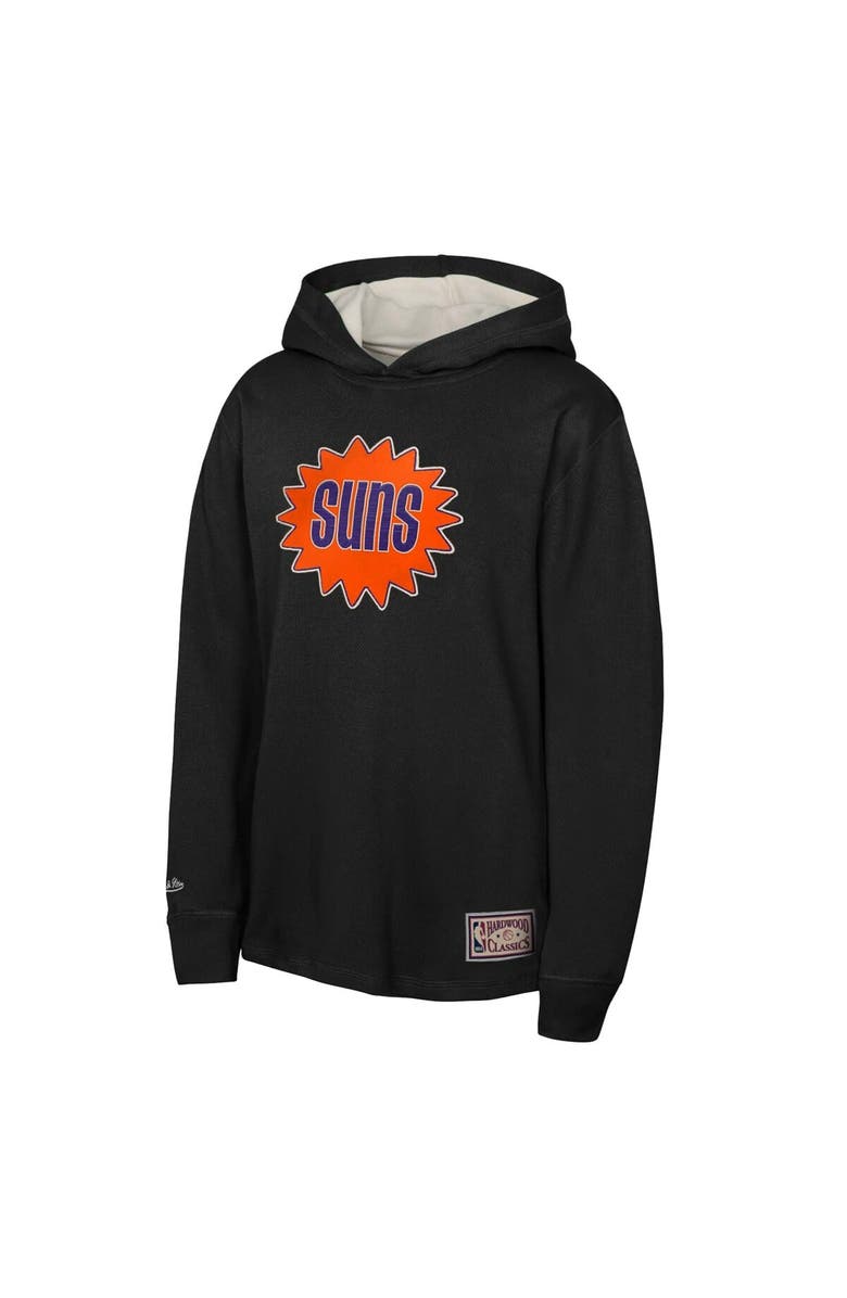 Mitchell & Ness Youth Mitchell & Ness Black Phoenix Suns Hardwood Classics Lightweight Thermal Long Sleeve Hoodie T-Shirt, Alternate, color, Black