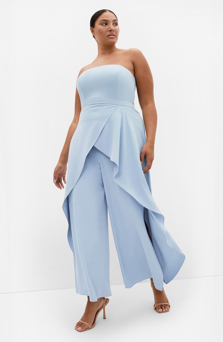 City Chic Attract Strapless Jumpsuit, Alternate, color, Dusty Blue