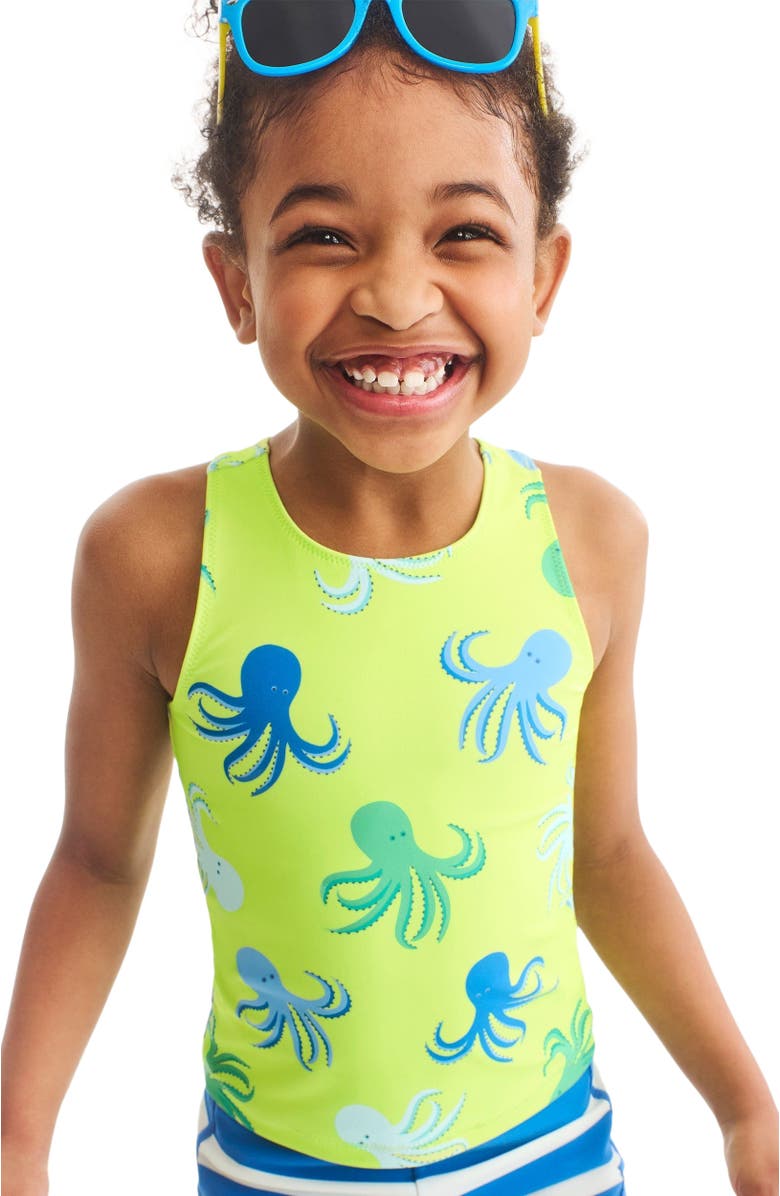Primary Kids Swim Tank In Ocean Pals, Alternate, color, Lime Octopus