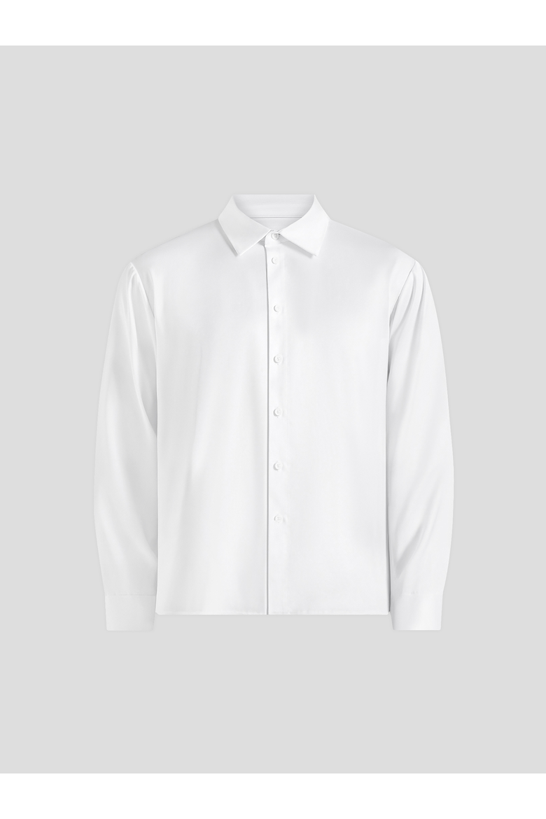 Carter Unisex Oversized Satin Shirt, Alternate, color, White