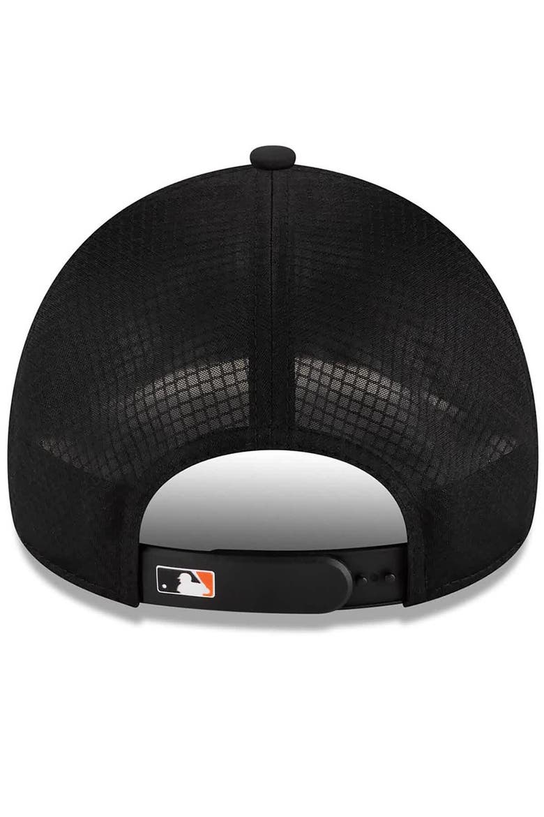 Men's New Era Black Baltimore Orioles 2026 Batting Practice Apex 9FORTY Adjustable Trucker Hat, Alternate, color, Black