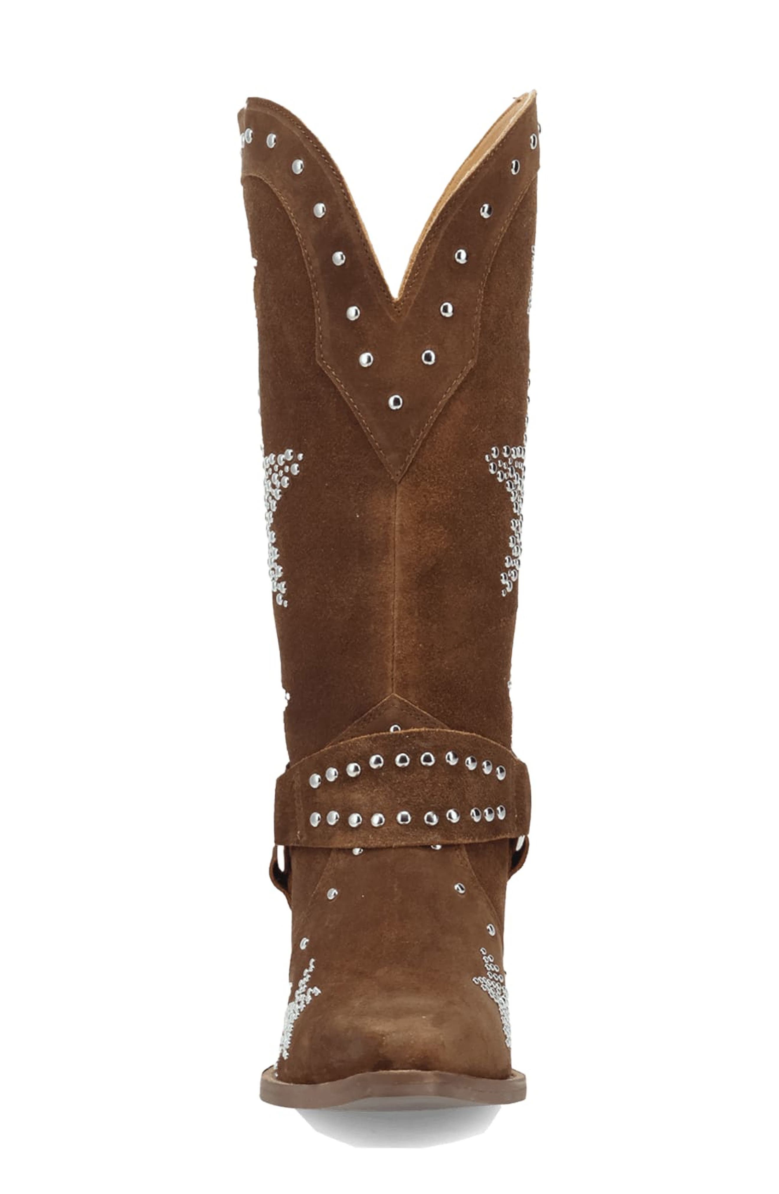 Lucky Stars Knee High Western Boot, Alternate, color, BROWN