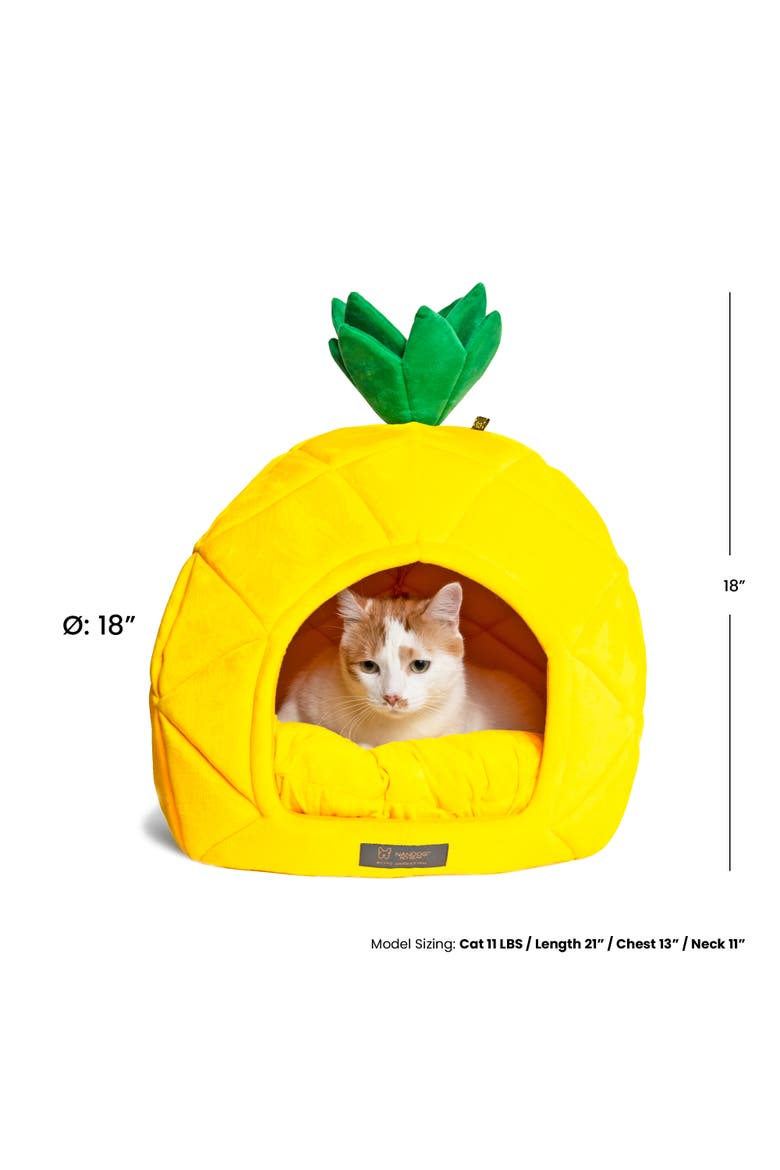 Fun Collection Dog and Cat Bed - Pineapple Prive, Alternate, color, Yellow