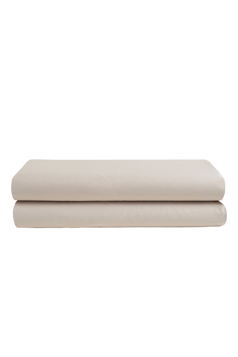 Solid Cotton Sateen 300 Thread Count King Flat Sheet, Main, color, Cream