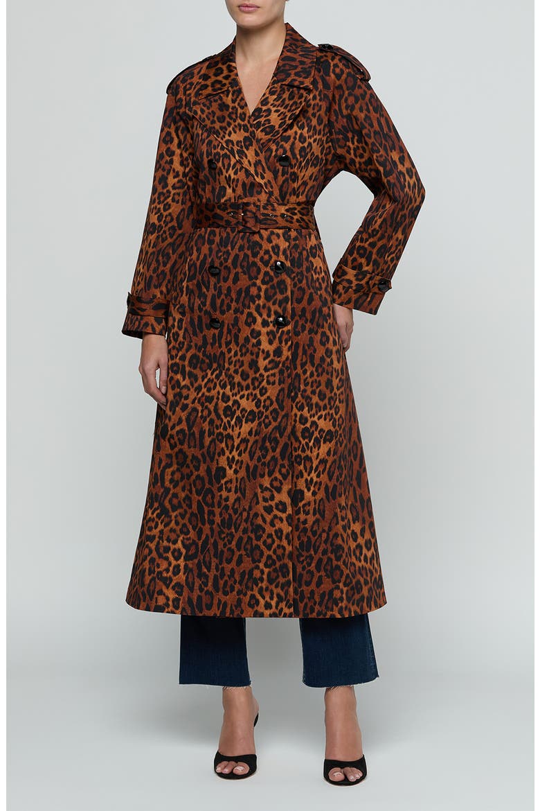 Brinley Oversized Trench Coat, Main, color, TAN MULTI JAVAN LEOPARD