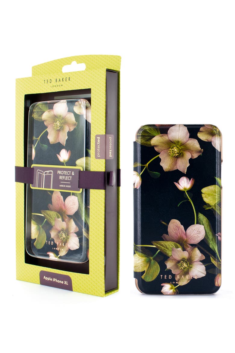 Arboretum iPhone X/Xs/Xs Max & XR Mirror Folio Case, Alternate, color, BLACK