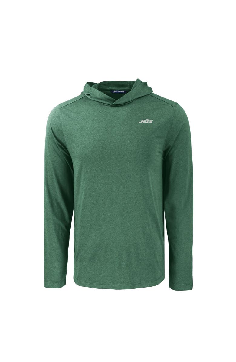 Cutter & Buck Men's Cutter & Buck Hunter Green New York Jets Primary Logo Coastline Epic Comfort Eco Recycled Long Sleeve Hoodie T-Shirt, Alternate, color, Hunter Green